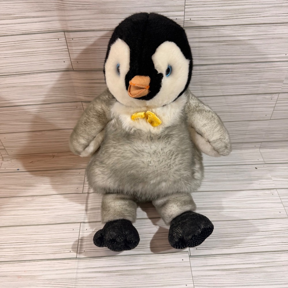 Build-A-Bear Happy Feet Mumble Penguin Plush Stuffed Animal Grey Black White